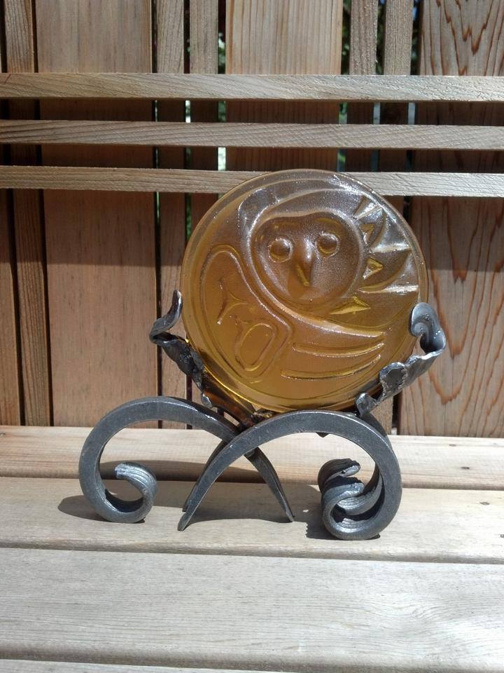Wish Poosh Designs kiln formed glass owl sculpture